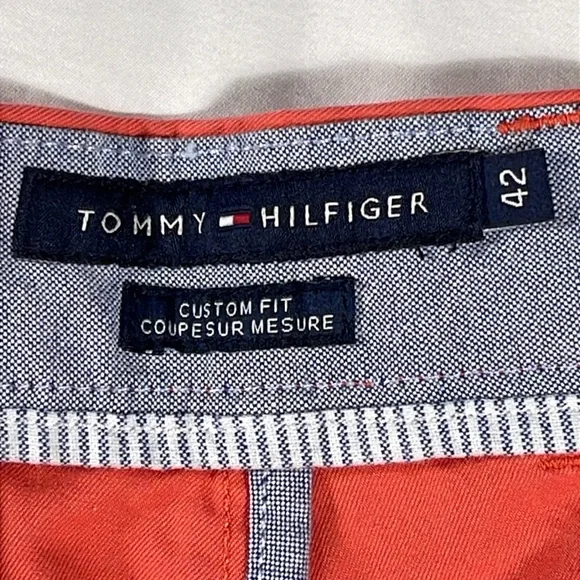 Tommy Hilfiger mens salmon pink basic flat front 8" chino shorts - size 42 - Picture 4 of 11